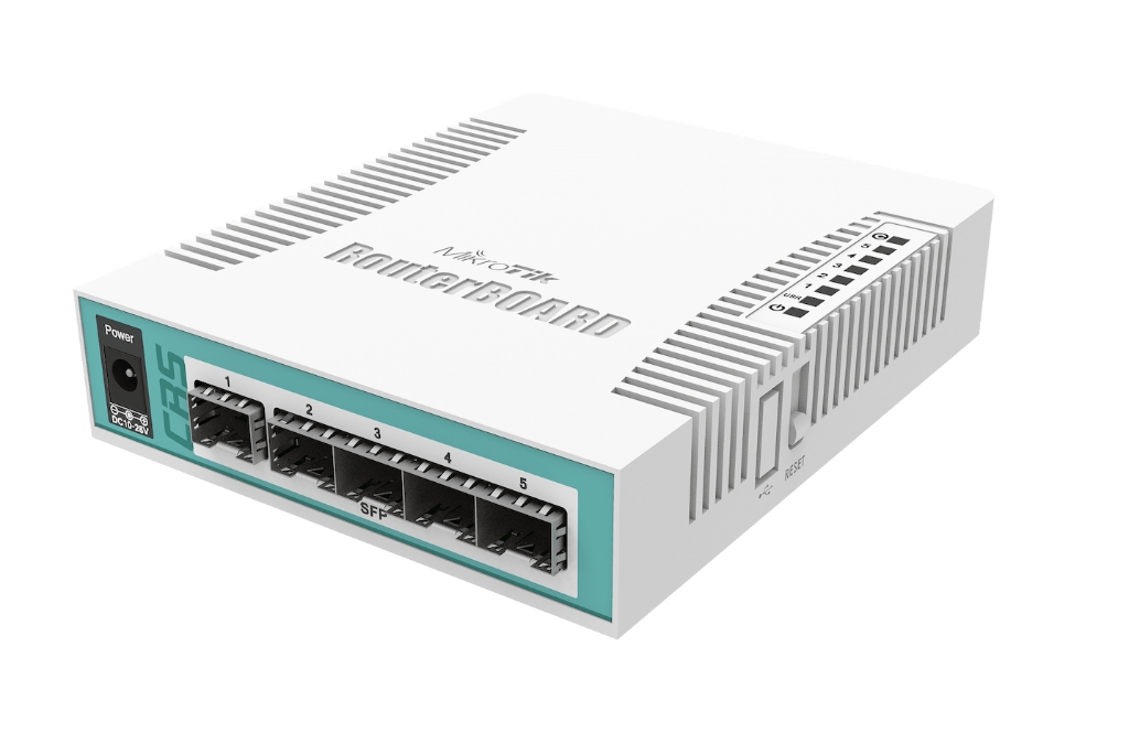 Mikrotik MikroTik CRS106-1C-5S — 5× SFP + 1× Combo, kompakt fiber switch