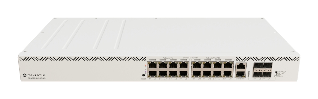 Mikrotik MikroTik CRS320-8P-8B-4S+RM 802.3bt PoE++, 8× af/at + 8× bt, 4× 10G SFP+, 600W PoE++ Switch