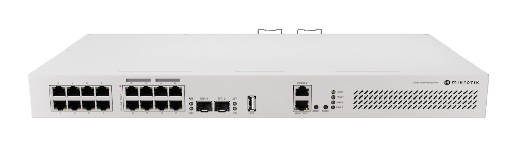 Mikrotik MikroTik CRS418-8P-8G-2S+RM 16× Gigabit (8× PoE-out), 2× 10G SFP+, Router Switch