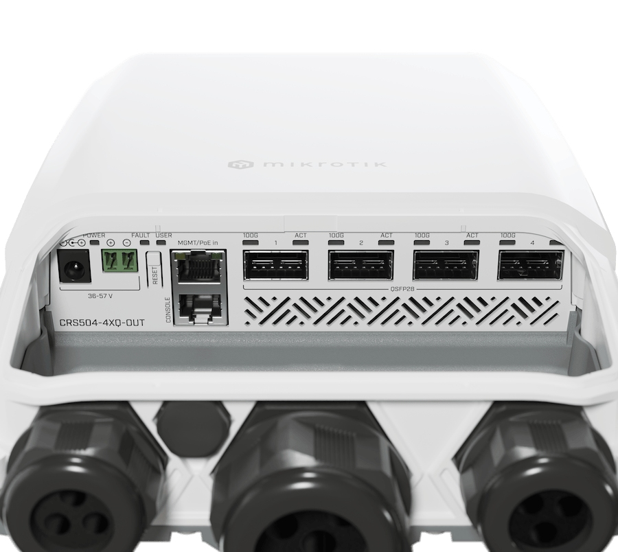 Mikrotik MikroTik CRS504-4XQ-OUT IP66 dış ortam 100 G switch 4× 100G QSFP28, breakout 16× 25G Omurga Switch - görsel 4