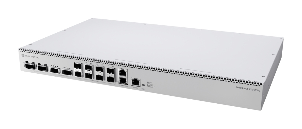 Mikrotik MikroTik CRS812 DDQ | 2×400G QSFP-DD, 2×200G QSFP56, 8×50G SFP56 | 400G leaf spine switch