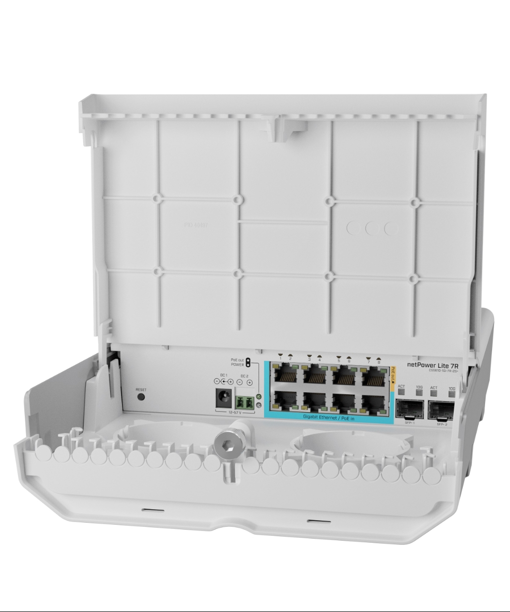 Mikrotik netPower Lite 7R MikroTik netPower Lite 7R - CSS610-1Gi-7R-2S+OUT 8 Port Dış Mekan Ters PoE Switch - görsel 2