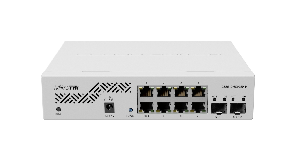 Mikrotik MikroTik CSS610-8G-2S+IN — 8× Gigabit + 2× 10G SFP+, SwOS Lite Yönetilebilir Switch
